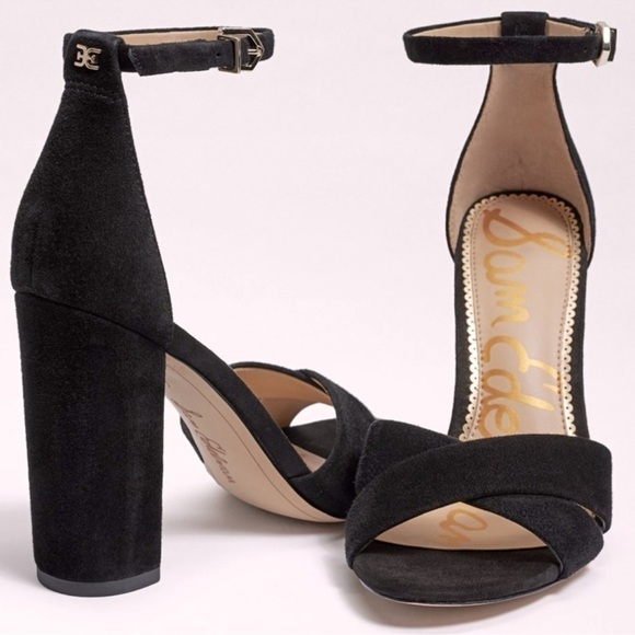 Sam Edelman Yancy - Black Suede Block Heel - Multiple Sizes - Picture 1 of 14